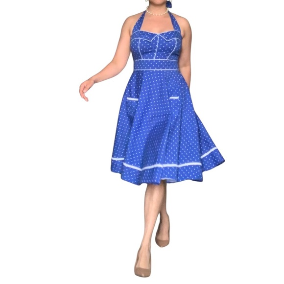Hell Bunny Blueberry Swing Dress polka dots - small - Picture 7 of 10